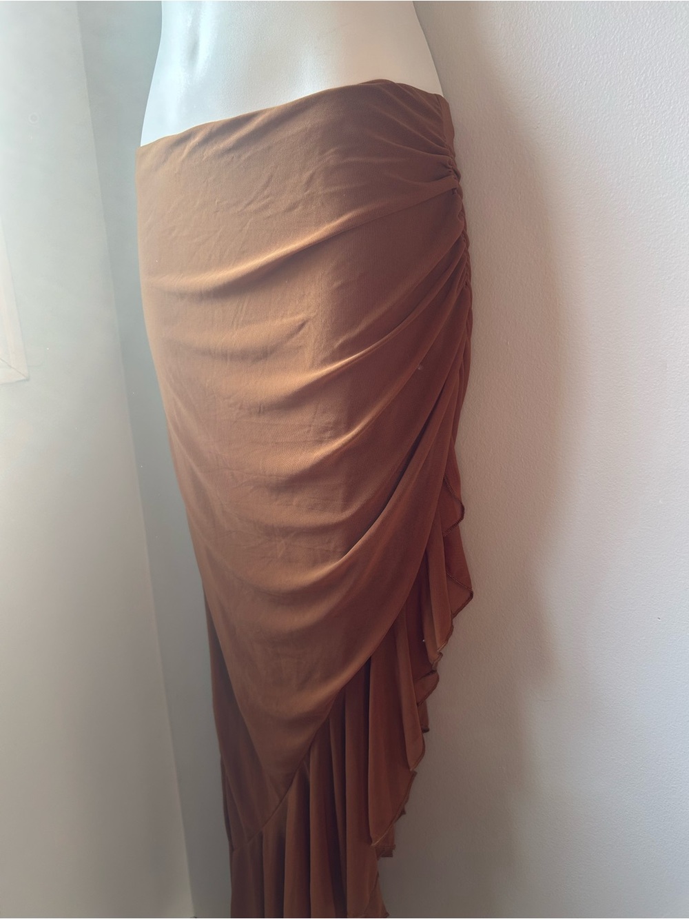 NWT Rust Asymmetrical Ruffle High-Low Skirt - Picture 2 of 7